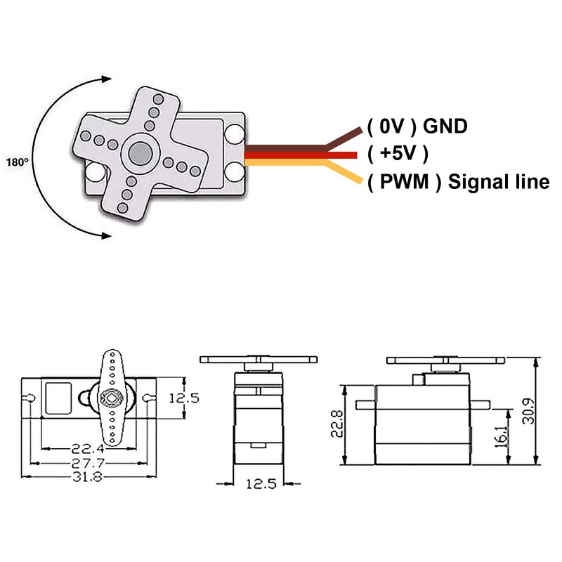 AITIAO 7Pcs MG90S Micro Servo 180° 9G Servo Motor Geared