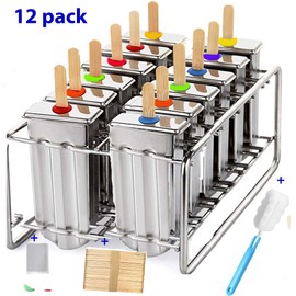 pizety 12 cavity mold stainless steel popsicle mold metal ice pop molds bpa free -ice Cream Ice Lolly Popsicle Mold pop molds with wooden sticks-ice pop maker molds popsicle mold stainless steel