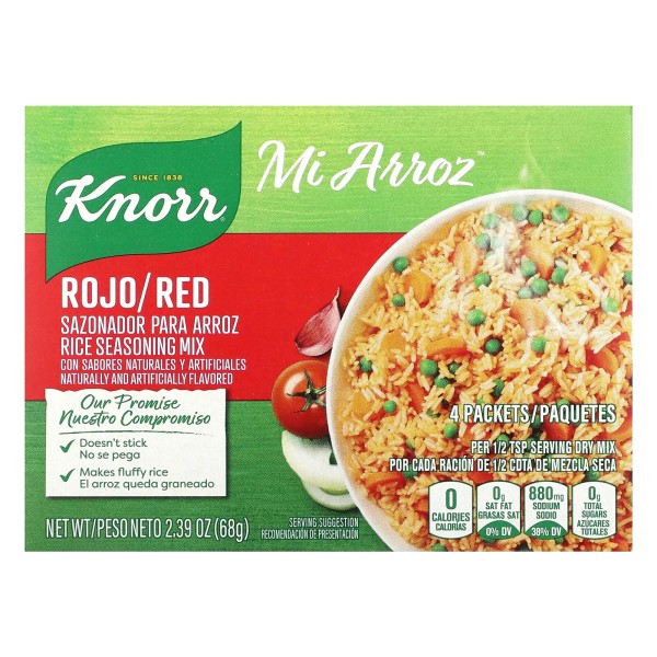 Knorr Mi Arroz, Rice Seasoning Mix, Red, 4 Packets, 2.39