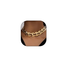 YOOESTORES82 Chunky Gold Cuban Chain Choker Necklaces,Trendy Punk Hip Hop Style Link Chain Necklaces,Dainty Exaggerated Accessories Jewelry Gifts for Women (Gold)