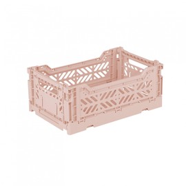 Ay-Kasa Folding Crate, Sturdy Folding Box, Plastic, Stackable, Milk Tea, Mini (27 x 17 x 11 cm)