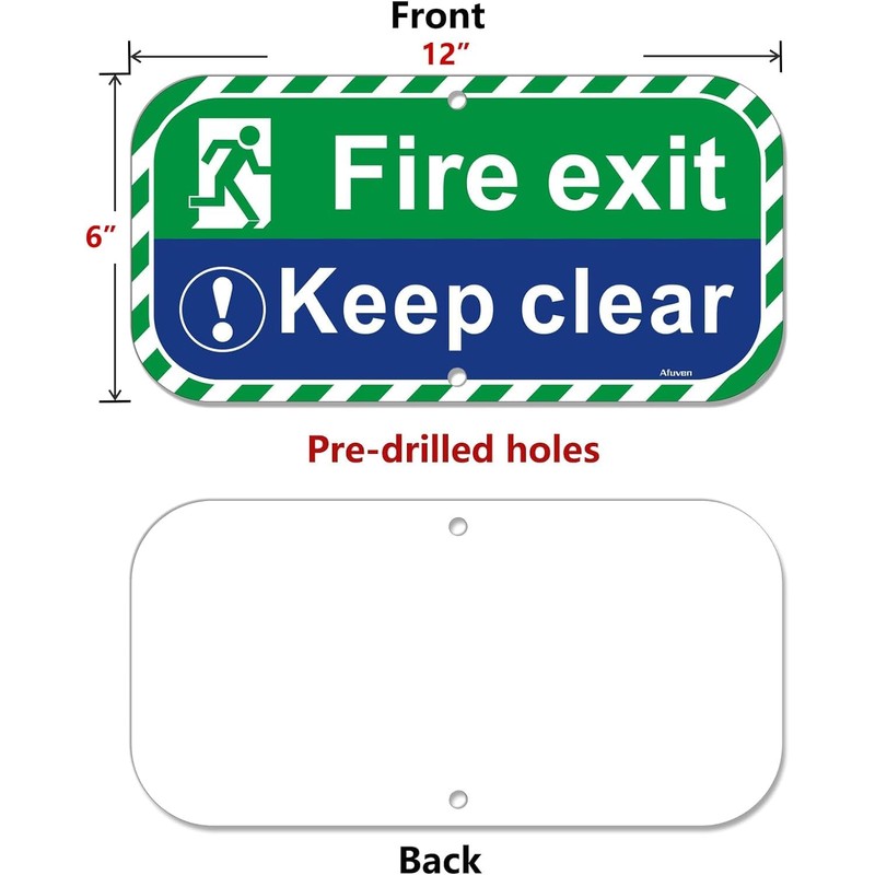 Fire Exit Keep Clear Signs Metal 30 x 15 cm