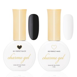 Daily Charme Charme Gel Nail Polish Black & White Duo Bundle 15ml/bottle Soak Off UV/LED Gel Nail Polish Home DIY/Nail Salon Manicure