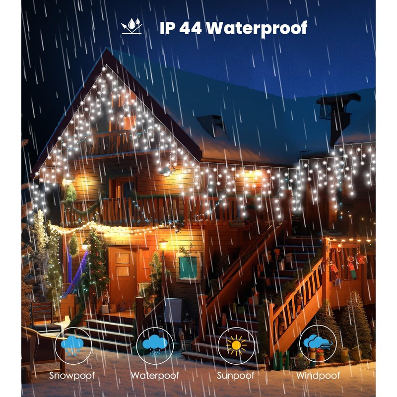 Icicle Outdoor Christmas Lights,460LED 17.5M/57ft Christmas Decorations Lights Plug in,Cool