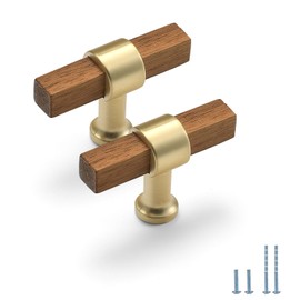 Evionlin （4 Pack Walnut Wooden Drawer Pulls Beech Wood Drawer Handles Wood Hardware for Cabinets Dressers Wood Cabinet knobs Wooden knobs for cabinets and Drawers