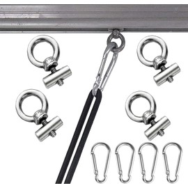 Slzhds Awning Rail Stoppers, 4 Pcs Stainless Steel Awning Piping Stopper 6 mm with 4 Carabiners, Ideal for Caravan, Motorhome, Campervan - Camping Tent Equipment (4 Set)