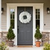 21" Artificial Hydrangea Flower Wreath for Front Door Decor (White)