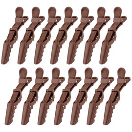 4 Pcs Coffee Alligator Hair Clips for Styling Sectioning Large Pro Salon Hair Clips Barber for Coloring, Cutting, Sectioning Big Gator Clips Hair Styling Accessories for Women Men Girls