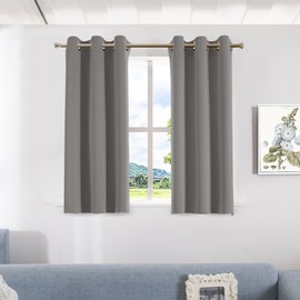 Aquazolax Bedroom Blackout Curtains and Drapes - Solid Thermal Insulated Grommet Blackout Drapery Panels for Window, Set of 2 Panels, W42 x L45 - Inch, Grey