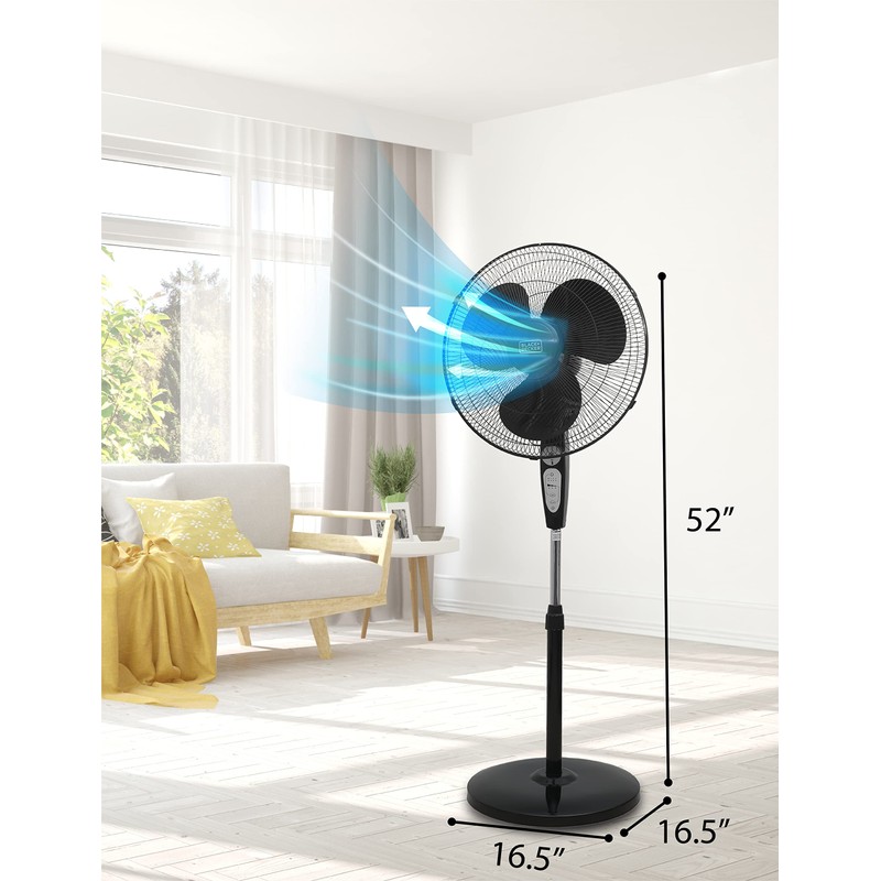 BLACK+DECKER 18-Inch Stand Fan with Pedestal Base, Height Adjustable Pedestal