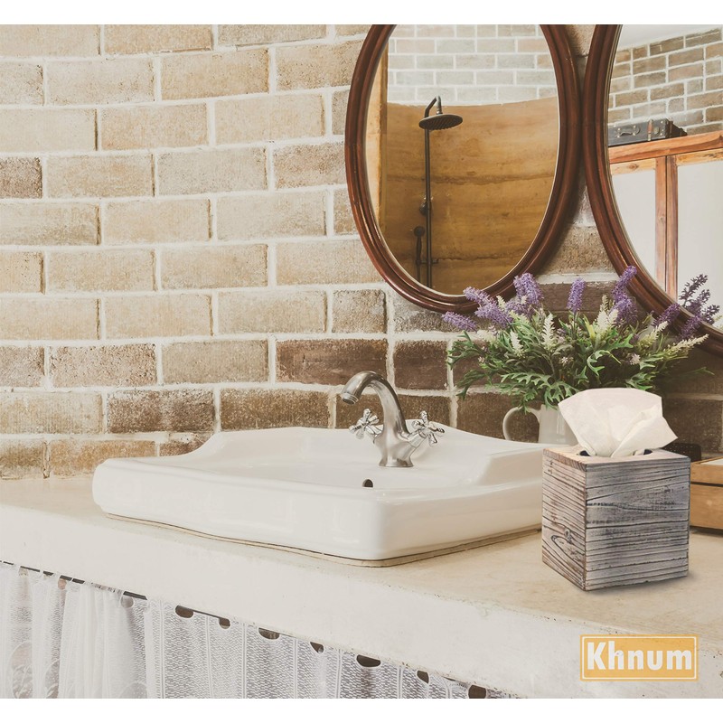 Rustic White Barnwood Tissue Box Cover: Tissue Cube Box Includes