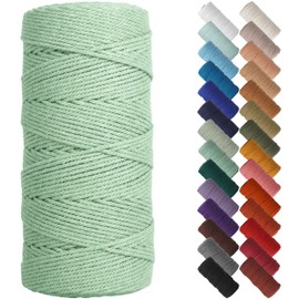 NOANTA Sage Macrame Cord 2mm x 220yards, Colored Macrame Rope, Cotton Rope Macrame Yarn, Colorful Cotton Craft Cord for Wall Hanging, Plant Hangers, Crafts, Knitting