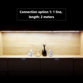 WOBANE LED Under Cabinet Lighting Kit,Flexible LED Ribbon Lights Bar,Under Counter Lights for Kitchen,Cupboard,Desk,Showcase,Shelf,6.6 Feet Rope Light Set,120 LED,1200lm,6000K White,4 Panel