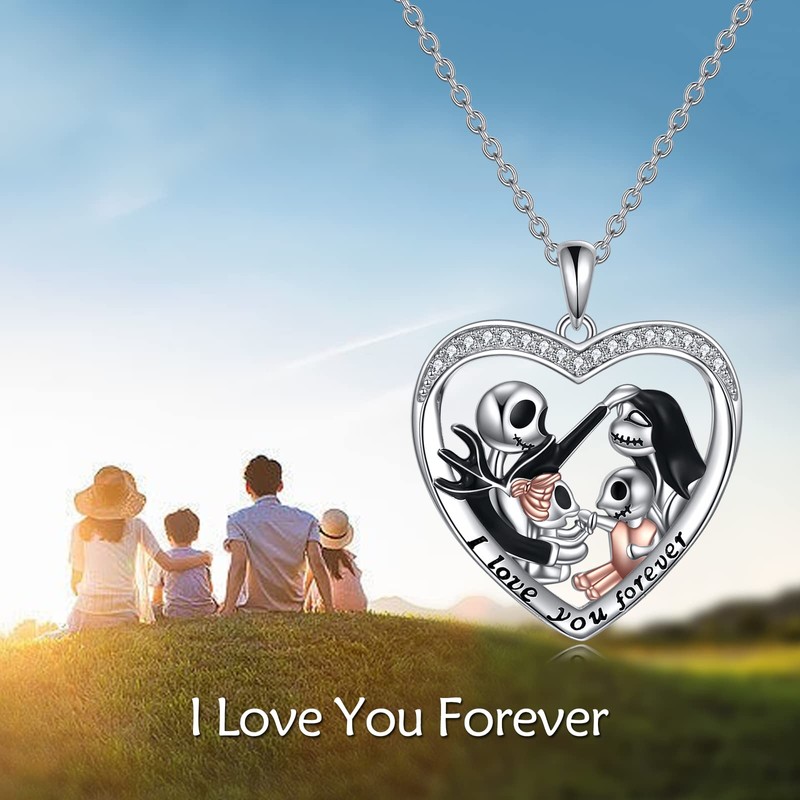 LILALO Nightmare Necklace Sterling Silver Jack and Sally Necklace Jack