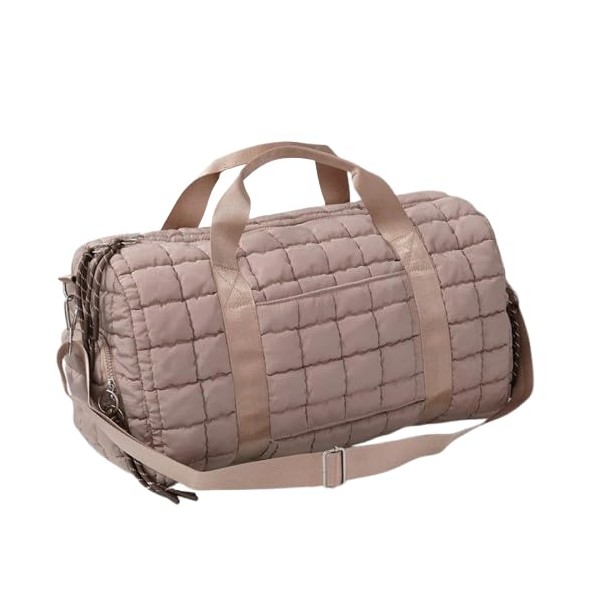 Quilted Puffer Weekender Duffel Bag, Travel Shoulder Bag with Trolley