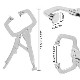 Kurtzy 13.3cm/5.23 Inches Metal Grip Locking C Clamp Pliers with Adjustable Screw and Swivel Pads (4 Pack) - Mini Easy and Quick Release Welding Pliers for Uneven Surfaces, Angles, Crafts & Hobbies