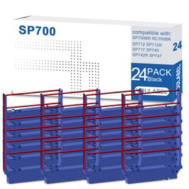 24 Pack SP700 Compatible Ink Ribbon Black and Red Replacement for Star SP-700 SP700 RC700 SP700BR RC700BR SP712 SP712R SP717 SP742R SP747 SP740 Printer Ribbon (Black/Red 24-Pack)