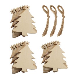 Lifreer Christmas Decorations, 30PCS Wooden Christmas Hanging Ornaments Christmas Tree Pendants with 30 PCS Twines for Christmas, DIY Crafts