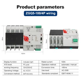 Jadeshay ZGQ5-100/4P Automatic Transfer Switch 4-Pin Dual Power Switch Emergency Power Circuit Breaker ZGQ5-100/4P 220V