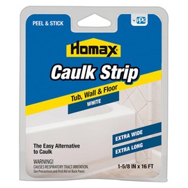 Homax 41072030717 Caulk Strip White, 1-5/8" X 16', Extra Wide Project Size Tub, Wall and Floor Caulk Strip, 1-5/8" x 16'