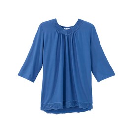 Women’s Open-Back Adaptive No-Peek Lace V-Neck Top - Marine Blue LGE