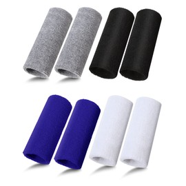 Sumin 8 Pieces 6 Inch Wrist Sweatband Sports Wristbands Tennis Elastic Athletic Wrist Bands for Men and Women Wide Protection Band Long Size for Basketball Running (Black, White, Dark Grey, Blue)