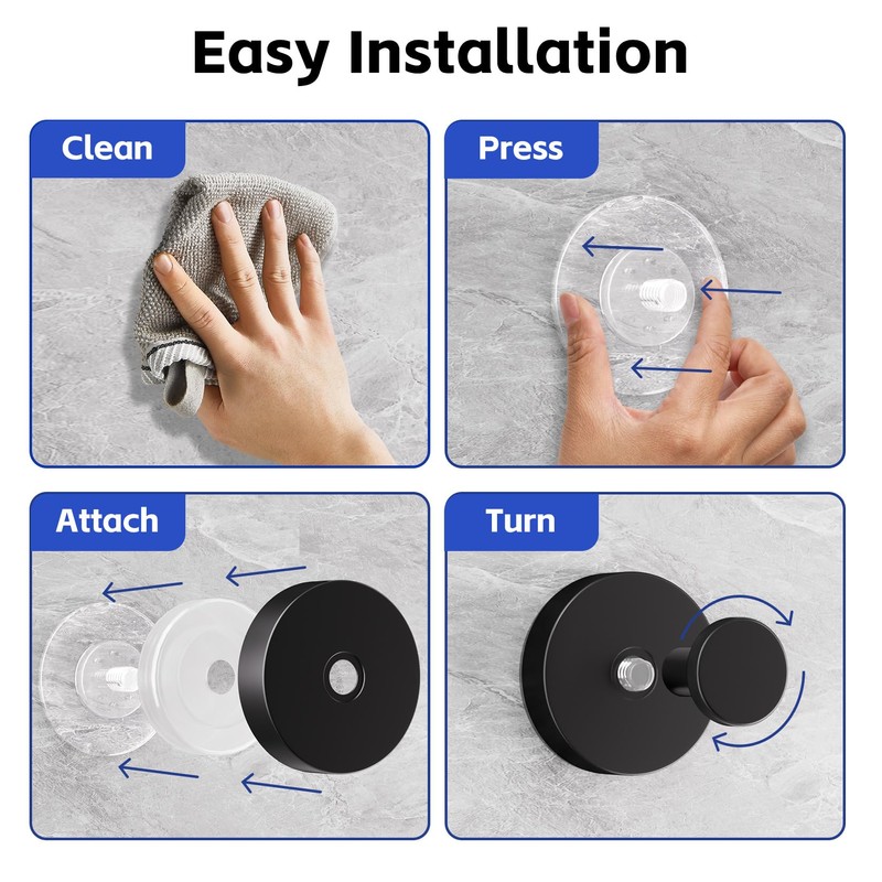 KaloTidy Suction Cup Hooks for Glass Window, Bathroom, Shower, Smooth