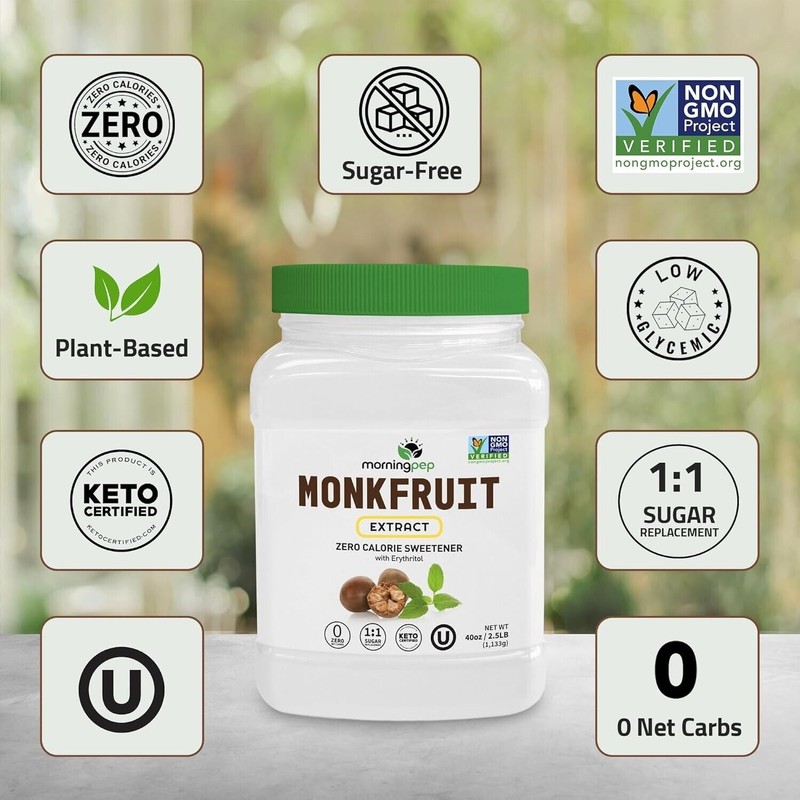 Morning Pep 100% Pure Monk Fruit extract sweetener 5 oz