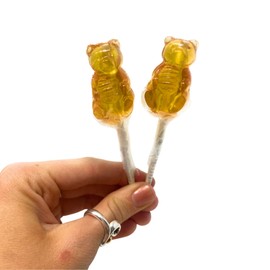 Needzo Honey Lollipops Individually Wrapped, Bear Shaped Tea Spoon, Hard Candy Suckers for Party Treats (Pack of 3)