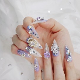 ❣️ Sweet Violet Handmade Nail Tips ✨ - Short Round / ❣️ 스윗바이올렛 수제네일팁 ✨ - 숏라운드