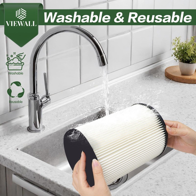 2 Pack VF4000 Replacement Filter, Standard Wet/Dry Vac Filter Vf4000