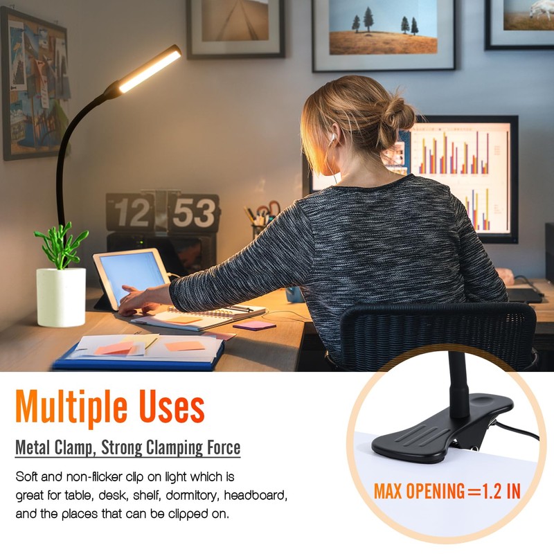 CeSunlight Clip on Reading Lamp, Clip Light, Warm & Daylight