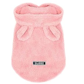 Anelekor Easter Dog & Cat Outfit - Bunny Ears Hoodies, Fleece Puppy Clothes, Warm Dog Sweatshirt & Cat Costume (Large, Pink)