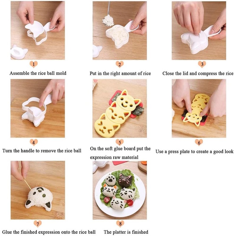 SEIWEI DIY Rice Ball Mold Sushi Roller Making Kit Bento