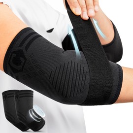CAMBIVO 2 Pack Elbow Support with Straps & Gel Padding, Tennis Elbow Bandage Men Women for Tendinitis, Arthritis, Bandage Elbow for Weightlifting, Golf, Tennis, Garden