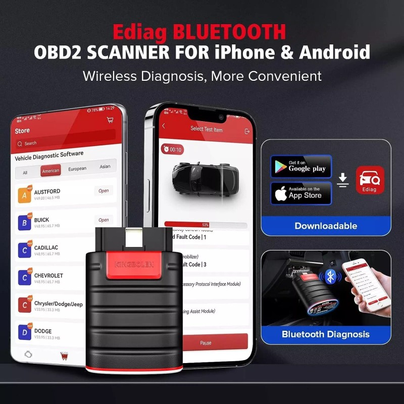 Kingbolen Ediag OBD2 Scanner Diagnostic Bidirectional Tool ECU Coding All