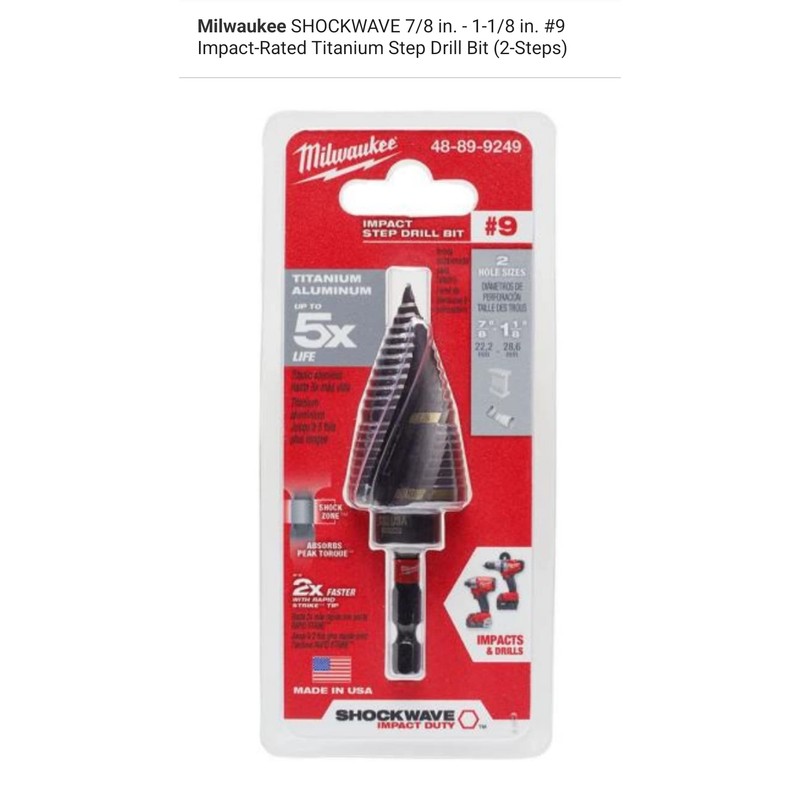 MILWAUKEE 48-89-9249 SHOCKWAVE Impact Duty Step Drill Bit