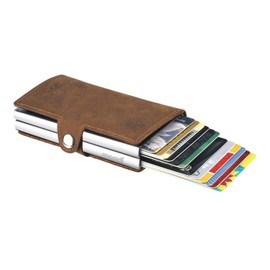 Mogdi Nano Mini Duo Premium Men's Wallet RFID Protection Card Case Business Wallet Finest A++ Genuine Leather Silver