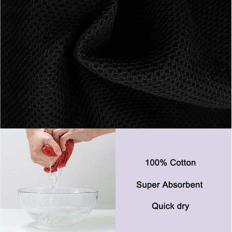 Yuhan Pretty Kitchen Towels Dish Cloths Set 100% Cotton Waffle