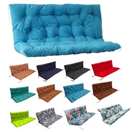 SOBOANT Porch Swing Cushions, Outside Bench Cushion with Backrest, 2-3 Seater Swing Cushion Replacement with 8 Ties, for Patio Garden and Backyard (Peacock Blue,60 * 40 in)