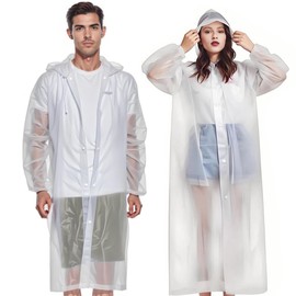 KOLARZONZA 2 PCS Reusable Rain Ponchos for Adults,2-Pack Semi Transparent Clear Raincoat Rain Jacket for Men Women