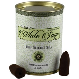 White Sage Backflow Incense Cones - 9cm x 7cm (Pack of 6) - Premium Aromatic Relaxation - Perfect for Home & Office Decor