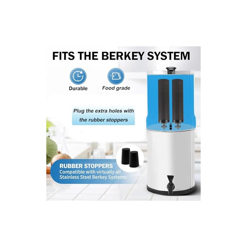 Silicone filter cartridge plugs are compatible with Berkey® water filters