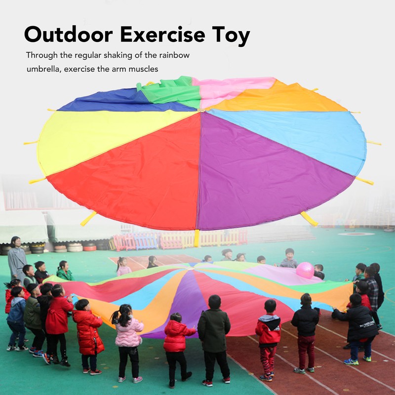 Kids Rainbow Parachute Physical Exercise Sensory Training Kindergarten Outdoor Group