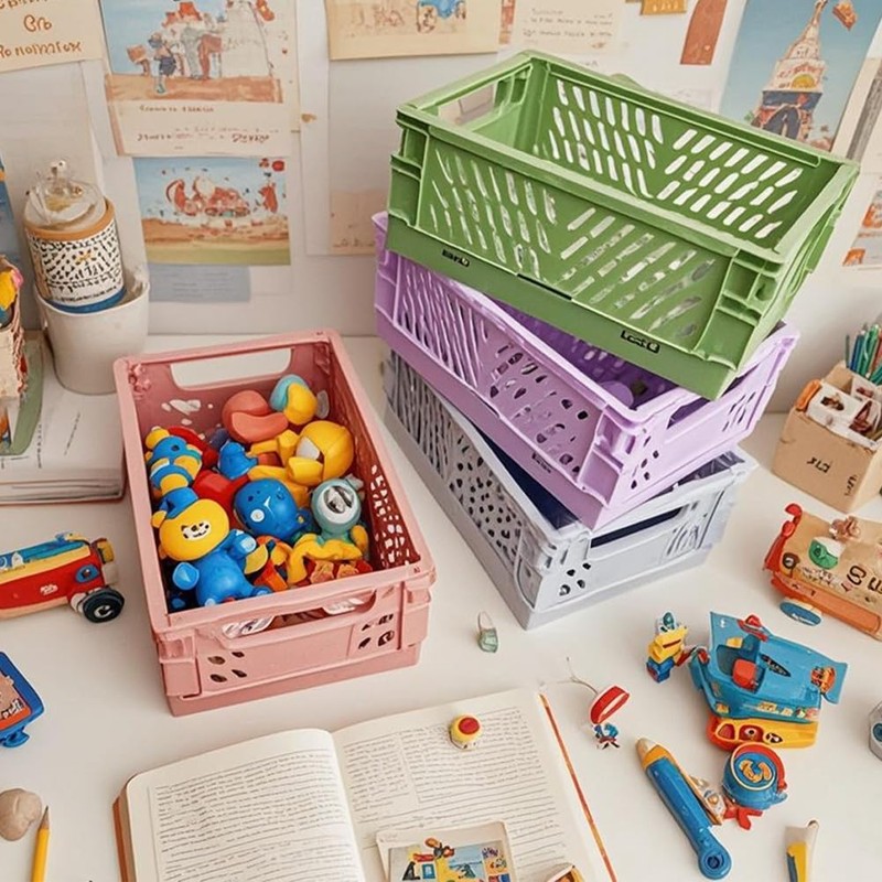 Folding Box, Pack of 4 Small Storage Baskets, Folding Box,