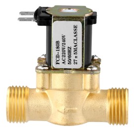 QWORK® G1/2 Inch AC 220 V Brass Solenoid Valve, Normally Closed Electric Solenoid Valve for Water Control