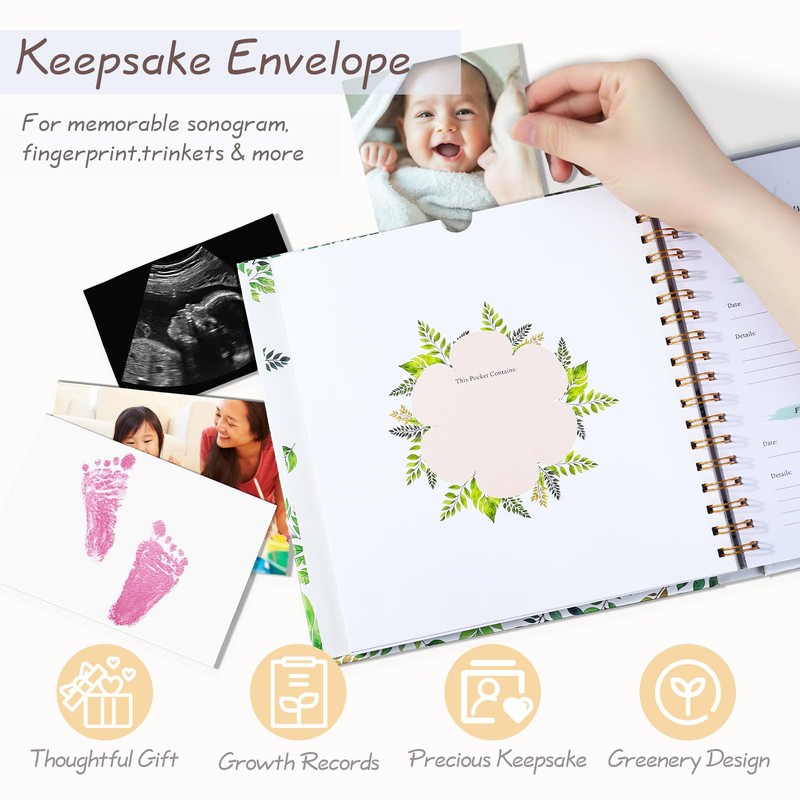 Orzbow Baby Memory Book 0-5 Years, Durable Hardcover Pregnancy Journal