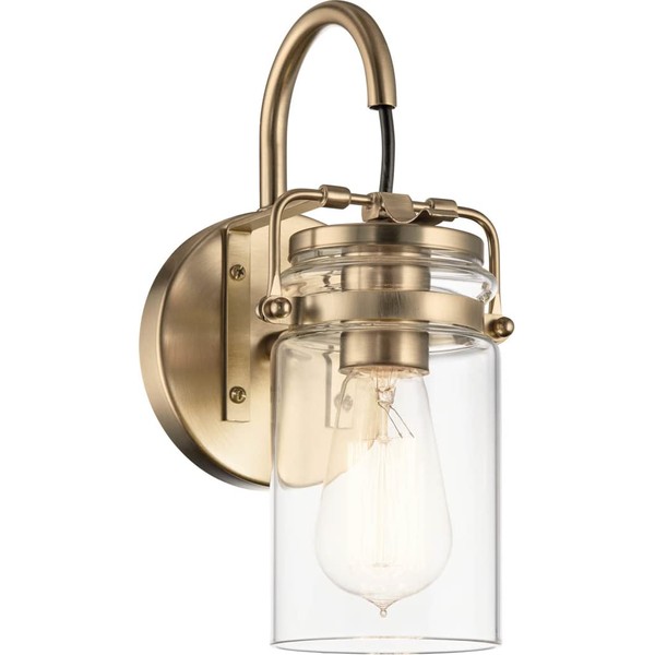 Kichler, Brinley 5" 1 Light Wall Sconce with Clear Glass Champagne Bronze, 45576CPZ