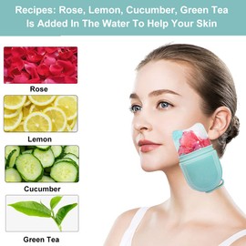 Reusable Cube Silicone Mold Ice Roller With Brush For Face Cold Therapy Facial Massage Roller (Blue)