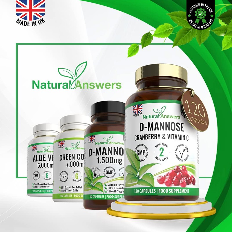 120 D-Mannose Capsules with Vitamin C and Cranberry Extract -